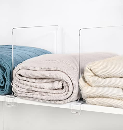 HBlife 6 Pack Closet Organizers and Storage, Clear Shelf Dividers, Vertical Purse Organizer for Closet Perfect for Sweater, Shirts, Handbags in Bedroom and Kitchen, Acrylic Bookshelf for Organization