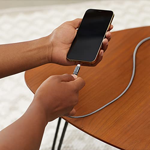 Amazon Basics USB-A to Lightning Charger Cable, Nylon Braided Cord, MFi Certified Charger for Apple iPhone 14 13 12 11 X Xs Pro, Pro Max, Plus, iPad, 6 Foot, Dark Gray