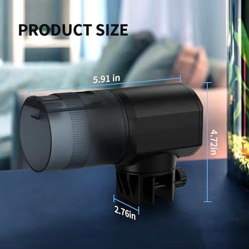 Automatic Fish Feeder Dispenser for Aquarium: 200ml Large Capacity Auto Feeders for Small Tank Turtle Betta Koi - Battery Food Feeding Timer for Flakes Pellet Vacation Weekend Day