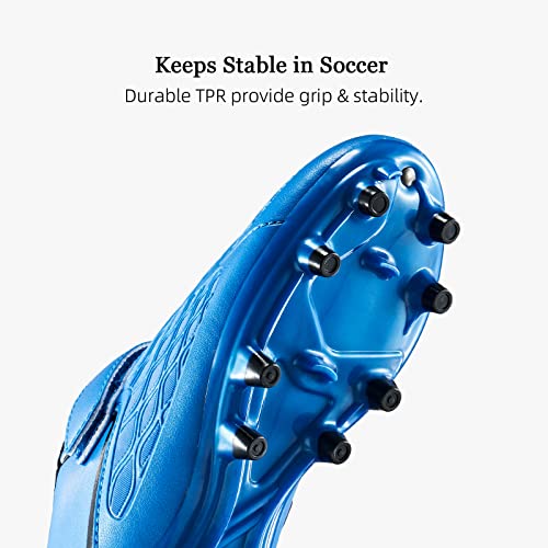 LIGVIV Kids Soccer Cleats Boys Girls - Toddler/Little Kid/Big Kid (Black Blue, Toddler, Numeric_8, Numeric, us_Footwear_Size_System, Medium)