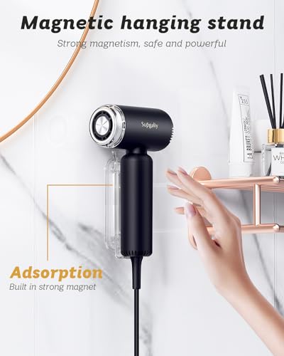 Hair Dryer - Super Mini Hair Dryer, Portable High Speed Unique Motor for Fast Drying, Professional Ionic Blow Dryer, Quiet Lightweight Hairdryer with Magnetic Diffuser & Concentrator & Wall Mounted