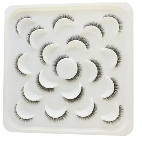 DAODER 10MM False Eyelashes Thick Short Mink Lashes Natural Look With Clear Band D Curl Lash Extension Look False Lashes Strip for Daily Wear 10Pairs(10mm Clear Band)