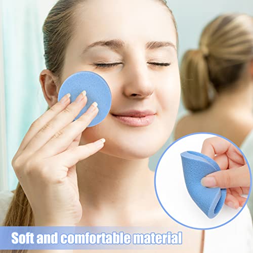 120 Pcs Facial Sponge Compressed, Luxiv Face Cleansing Sponge Estheticians Compressed Makeup Facial Sponge Round Wash Face Sponges for Women Compress Exfoliating Removal Sponge (blue)