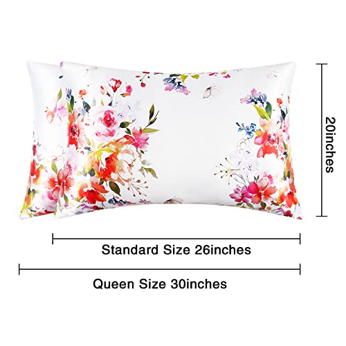 Satin Pillowcase for Hair and Skin, 2 Pack Lavender Silk Pillowcase Queen Satin Pillowcases with Envelope Closure(Lavender,20x30 inches)