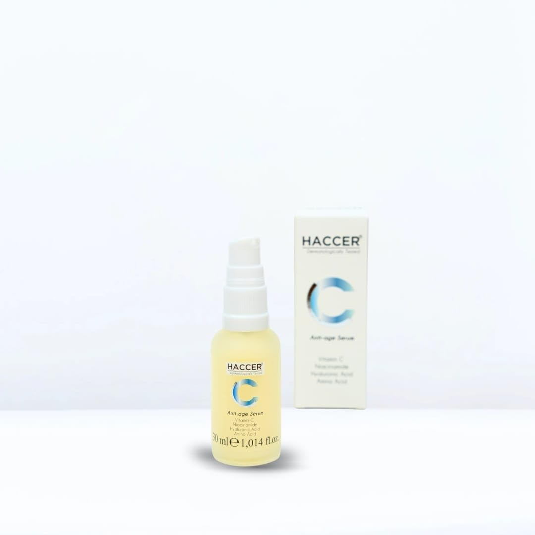 Haccer Anti-Age Serum – Wrinkle Reduction, Skin Firming & Hydration Elasticity Boost with Hyaluronic Acid,Vitamin C & Peptides – Paraben-Free Tested Anti-Wrinkle Serum Youthful Skin 50ml