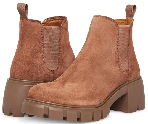 Steve Madden Women's Howler Ankle Boot, Fur Tan Suede, 8.5 W US