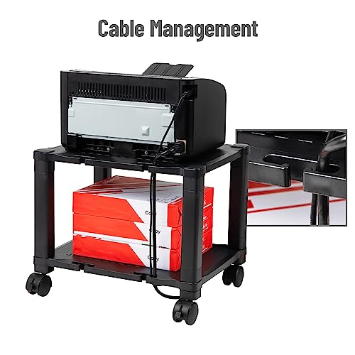 Mind Reader Rolling Printer Cart, Utility Cart, Printer Stand, Under Desk Storage, Office, 17.25"L x 13.5"W x 14.25"H, Black
