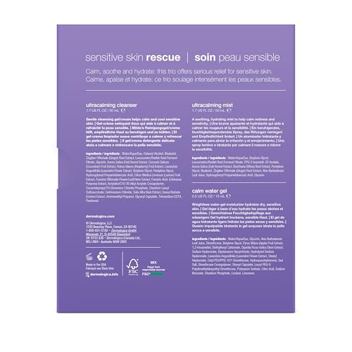 Dermalogica Sensitive Skin Rescue Kit - Set Contains: Face Wash, Toner, and Face Moisturizer - Skin Care To Calm, Soothe and Minimize Irritation