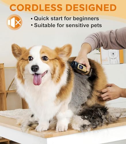 Petsaunter Dog Clippers for Grooming, 4-Speed & LCD, Low Noise Electric Dog Trimmer for Grooming, Cordless Rechargeable Dog Hair Clippers, Super Quiet for Dogs & Pets with Thick or Heavy Coats(C95)