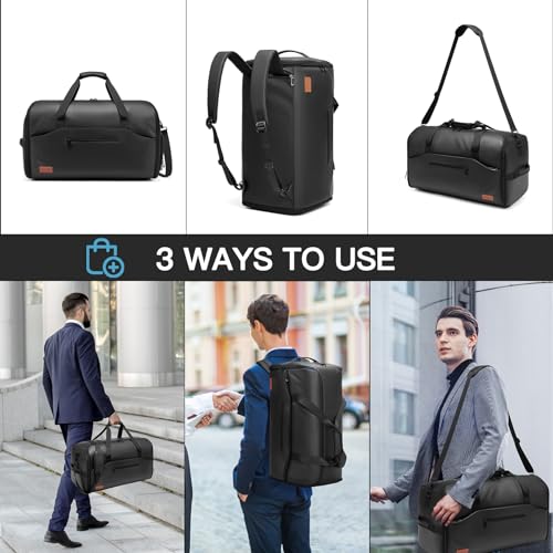 Garment Duffle Bags for Travel,Moulyan Convertible Carry on Garment Bag with Shoe Compartment,3 in 1 Waterproof Travel Suit Bag with Shoulder Strap for Men Women