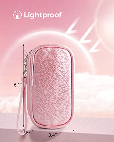 AMOOS Cute Pill Organizer 2 Times a Day, PU Leather Pill Case for Women, Portable Weekly Pill Box for Purse with Storage Bag to Hold Vitamins/Medications/Fish Oils/Supplements, Pink