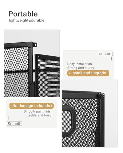 Oterri Metal Hanging File Crate, Portable Desktop Organizer for Letter Size Folders, Mesh Design (Cool Black, 1 Pack)