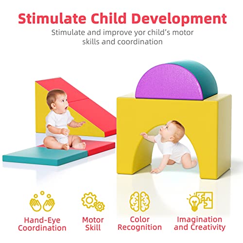 XJD PU Leather Foam Climbing Blocks for Toddlers, Soft Play Climbing for Toddlers, Single Tunnel Climber,Climb and Crawl Activity Playset, Indoor Crawling Gym Equipment for Toddler (Assorted)
