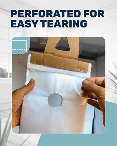 Skywin- Plastic Door Hanger Bags 6” x 19” (100 Pack), Clear Door Hanger Bags Protects Flyers, Brochures, Printed Materials - Waterproof and Secure Door Knob Hanger for Outdoor Use