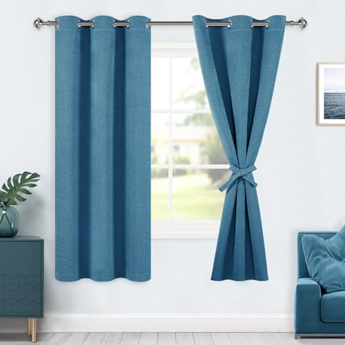 DWCN Faux Linen 100% Blackout Patio Door Curtain 108 Inches Long, Extra Wide Thermal Insulated Grommet Curtain Drapes for Living Room/Sliding Glass Door - 100W x 108L Inch, Dark Grey, 1 Panel