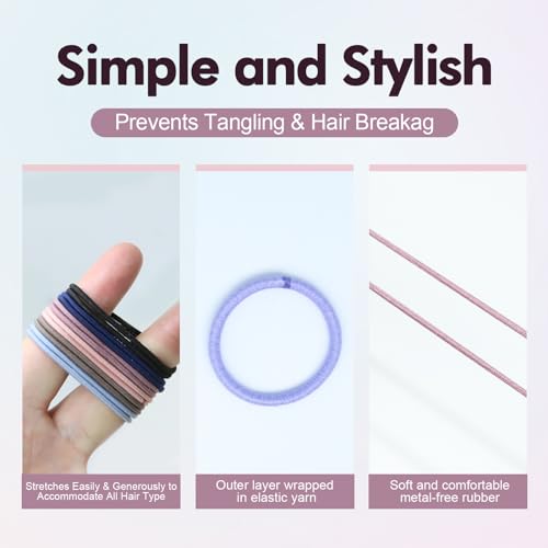 200Pieces Hair Ties, Non-Metallic Hair Elastic Hair Ties tail holders, Women's and Girls' tail Hair Ties,hairtieshair ties bulk,tails hair ties (100Pieces Black, 100Pieces Colorful, 2MM)