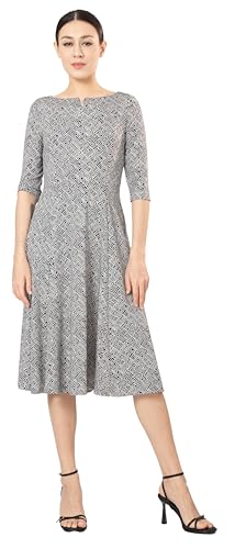 Marycrafts Women's Fit Flare Tea Midi Dress for Office Business Work 18 Dark Blue
