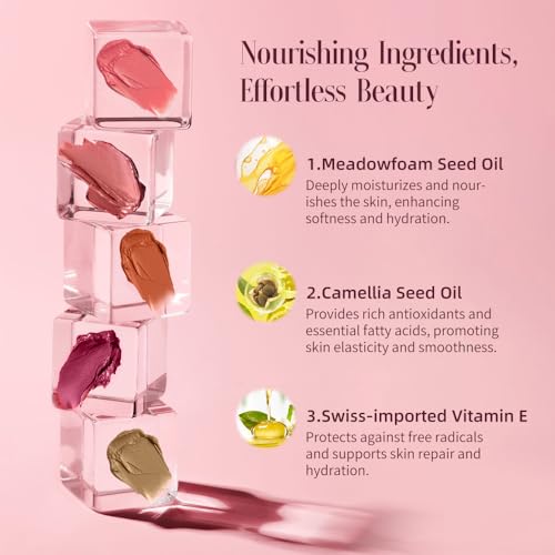 Multi-Use Makeup Cream Blush Stick, Unidollss 3-in-1 Buildable Blush Stick for Cheeks, Eyes, and Lips, Hydrating formula, All day wear, Easy Application with Thumb Puff Included (04 FLIRT)