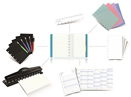 FILOFAX REFILLABLE NOTEBOOK CLASSIC, 9.25" x 7.25" Aqua - Elegant leather-look cover with moveable pages - Elastic closure, index, pocket and page marker (B115906U)