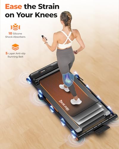 YUEJIQI Walking Pad with Incline, 3.5HP Foldable Treadmill for Home Office Small Space, Portable Walking Treadmill Under Desk 300 Lbs with 12 Preset PROG, LED Display, Speaker and Phone Holder
