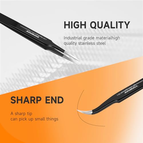 TOWOT Precision Tweezers, Anti-static Stainless Steel Pointed Tweezers for Electronics, Crafts, Soldering, Welding, Experimental Work, and Jewelry Making Industrial Tweezers