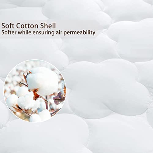 WhatsBedding Waterproof Mattress Pad Twin XL Size Cotton Top Down Alternative Filling Pillowtop Mattress Topper Cover-Fitted Quilted (Twin XL Mattress Pad)