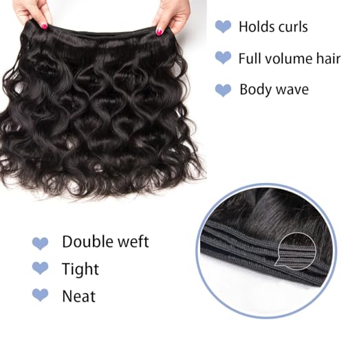 Oxcart 12A Human Hair Bundles 24 26 28 Inch Body Wave Bundles Human Hair Brazilian Hair 3 Bundles Human Hair for Women Human Hair Weave Extensions Natural Color