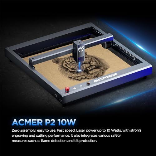 ACMER P2 Laser Engraver, 10W Output Laser Cutter, Laser Engraving Machine, CNC Laser Cutter and Engraver Machine Class 4 for Stainless Steel, Wood, Metal, Acrylic, Leather (P2 Laser 10W)