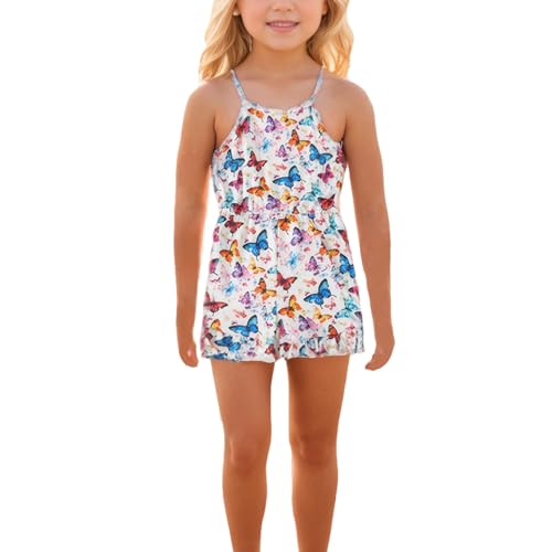 Toddler Baby Girl Romper Sleeveless Halter Neck One Piece Strap Jumpsuit Cute Little Girl Summer Clothes With Side Pockets