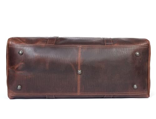 Leather Travel Duffel Bag | Gym Sports Bag Airplane Luggage Carry-On Bag | Gift for Father's Day By Aaron Leather Goods (Blue) 20 x 11 x 9 Inch