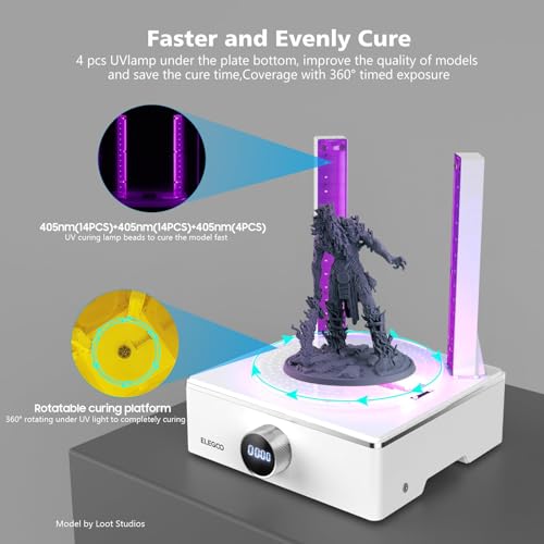 ELEGOO Mercury XS Bundle with Separate Wash and Cure Station for Large Resin 3D Printed Models, Compatible with Saturn and Mars LCD 3D Printers, with a Handheld UV Lamp