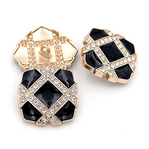 5Pcs Metal Rhinestone Button Coat Button for Sewing Decorations Accessories DIY Crafts(Black White,20mm)