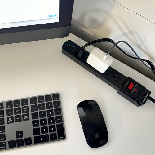 Maxxima 4-Pack 6 Outlet Power Strip Surge Protector - 300 Joules, Features Red On/Off Switch, Powers Multiple Electronics and Devices Simultaneously, Perfect for Home Appliances - Black