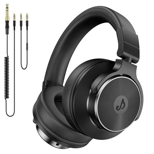 Rumoon Wired Over Ear Headphones, Studio Monitor & Mixing DJ Headphones with 50mm Neodymium Drivers and 1/4 to 3.5mm Jack for Guitar AMP Podcast Piano Keyboard (Black)