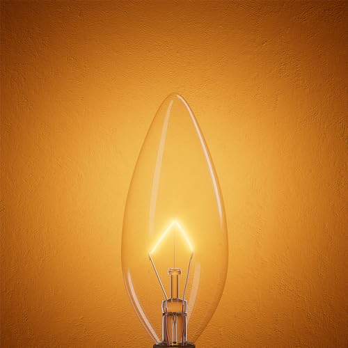 CYLYT 6-Pack E12 Candle Light Bulbs 25W Warm White 2500K, 240 Lumen Dimmable Chandelier Light Bulbs for Ceiling Fan, Pendants or Outdoor, B10 Clear Candelabra Base Bulbs