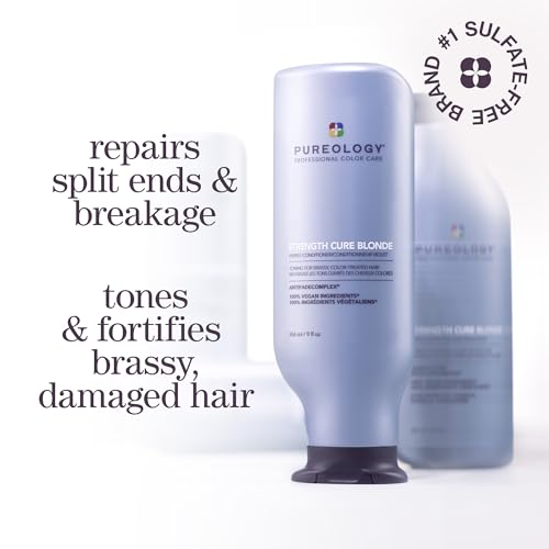 Pureology Strength Cure Blonde Purple Conditioner for Blonde & Lightened Color-Treated Hair, 1.7 Fl Oz