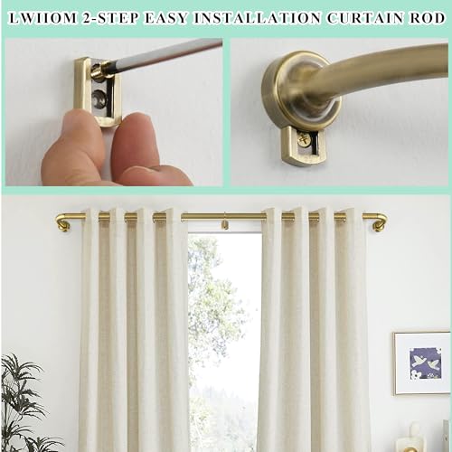 Lwiiom 2 Pack Wrap Around Curtain Rod for Windows 28-56", Internal Splicing 1 Inch Diameter Disc, Adjustable Room Darkening Curtain Rod with Aluminum Finials and Brackets, Antique Bronze