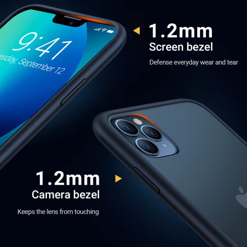 TORRAS Shockproof Designed for 15 Pro Case, 12FT Military Grade Drop Tested, Anti-Fingerprints Anti-Scratch Translucent Matte Back with Silicone Slim Protective Phone Case Guardian 2023, Black