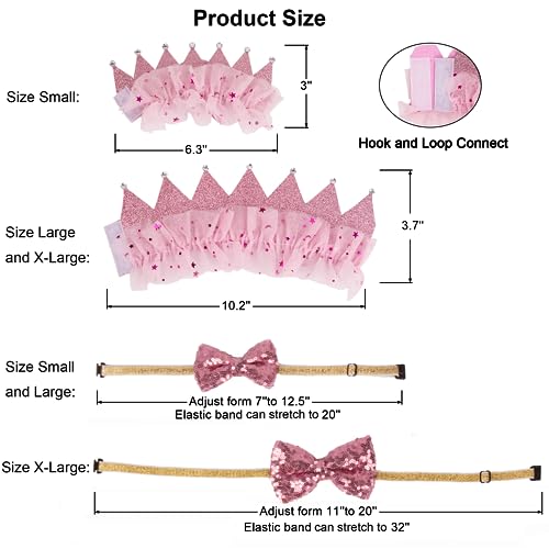 ADOGGYGO Dog Birthday Party Supplies, Multi Size Offered, Birthday Girl Dog Bandana, Pink Puppy Party Hat Crown with Numbers for Small Puppies Pets (Small)