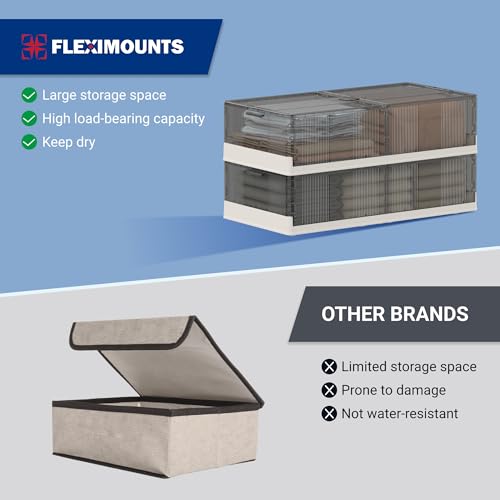 FLEXIMOUNTS 2 Pack Under Bed Storage with Wheels,108 QT Foldable Underbed Storage Containers,Collapsible Containers Stackable Under bed Organizer Bins for Clothes, Blankets, Shoes, Books