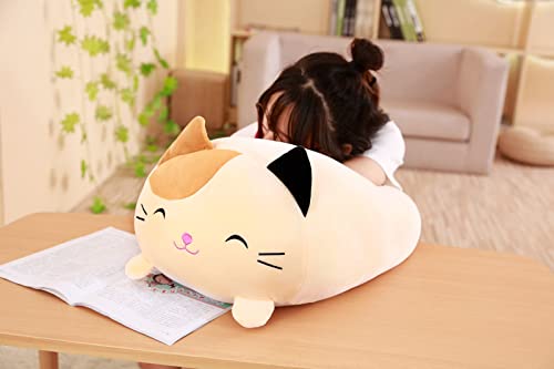 TONGSONG 8 Inch Long Plush Tabby Cat Stuffed Animal Tabby Cat Hugging Pillow Cuddly Tabby Cat Pillow Plushies Toy Tabby Cat Huggable Anime Gifts for Kids and Lovers in Birthday, Valentines, Christmas