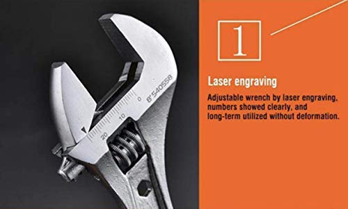 Edward Tools Pro 8" Adjustable Wrench - Carbon Steel Adjusting Design - Crescent Pro Grip for Greater Leverage - Adjustable Width - Spanner Handle