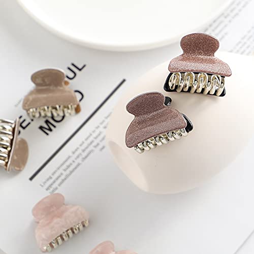 Small Hair Clips, Cute Checkerboard Hair Claw Clips for Women 1.57 inch Hair Clip for Girls Acrylic Plastic Hair Jaw Clamp Pack of 12 (Color A)