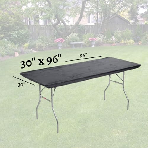 Kwik-Covers 8' Rectangle Plastic Table Covers 30" x 96", Bundle of 5 (Maroon)