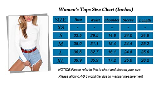 LOVFEE Women Basic Cotton Slim Fit Long Sleeve Soft Turtleneck T Shirt Tops(Black/S)