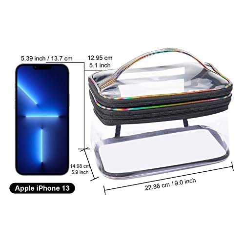 Lermende Clear Makeup Bag, 2 Layer, Water-Resistant, Large, Portable, Transparent, Travel, Women and Girl