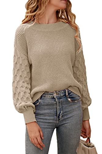 PRETTYGARDEN Women's Fall 2025 Pullover Sweater Casual Long Sleeve Loose Chunky Knit Tops Blouse Winter Fashion Clothing (White,Medium)
