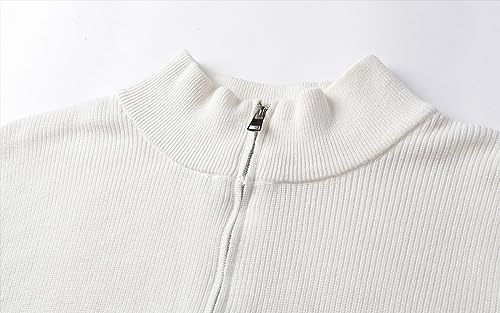 Mud Kingdom Men's Quarter-Zip Sweater Pullover Long Sleeve Knit Soft Touch Beige Small