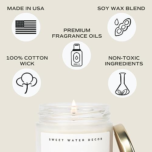 Sweet Water Decor Salt and Sea Candle - Sea Salt, Citrus, Amber, Musk, Beach Scented Soy Candles for Home - Coastal Decor for Beach Lovers - 9oz Clear Jar, 40 Hour Burn Time, Made in The USA