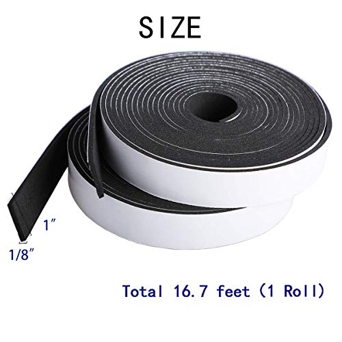 MXCELL High Density Foam Tape Waterproof Sealing Strip CR Strips Neoprene Single-Sided Adhesive EVA Seal 1in X 1/8in X 16.7Ft